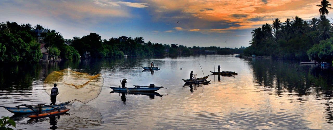 Красивые пейзажи Бентоты, рыбалка во внутренних водах Шри-Ланки