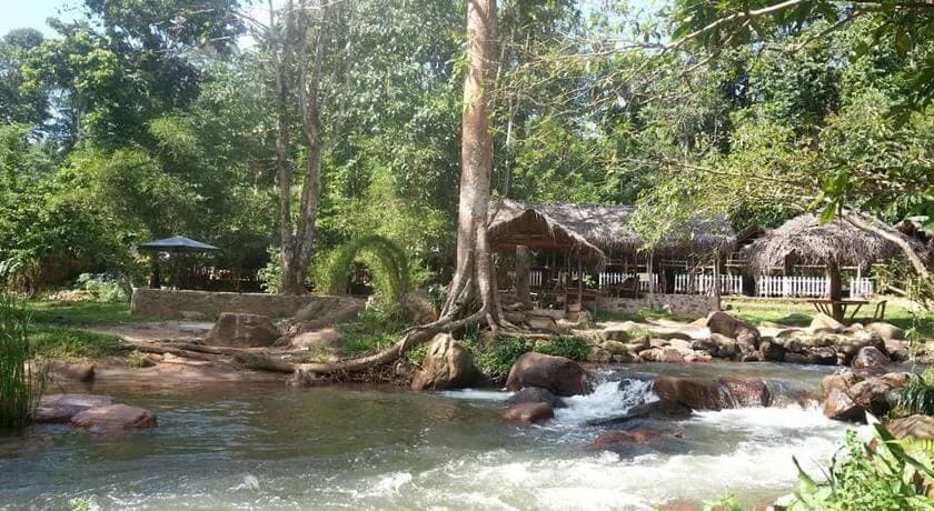 View of the beautiful campsite of “Kubuk Sevena” in Kithulgala Sri Lanka