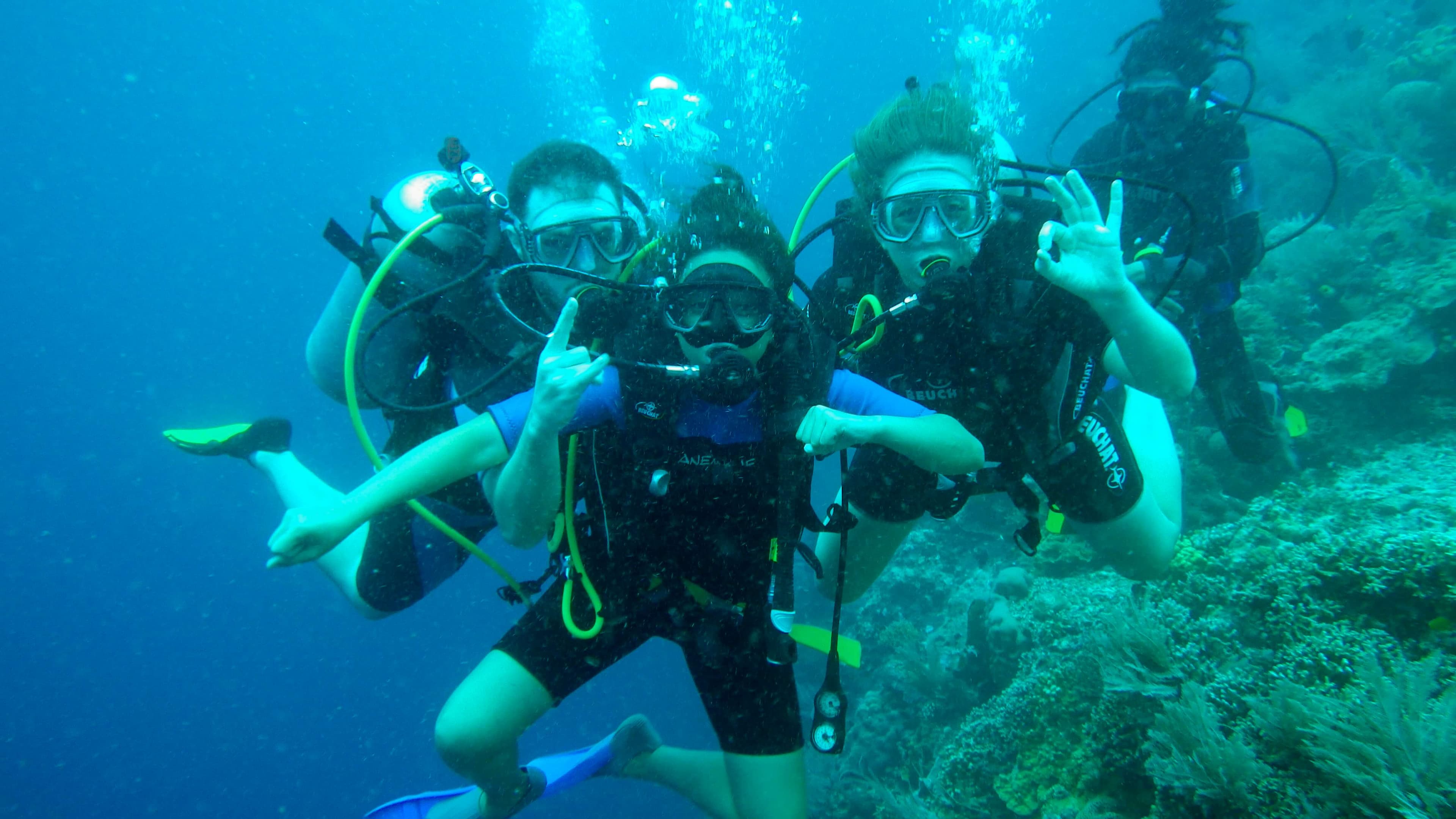 Группа дайверов наслаждается подводной красотой в Тринкомали, Шри-Ланка.