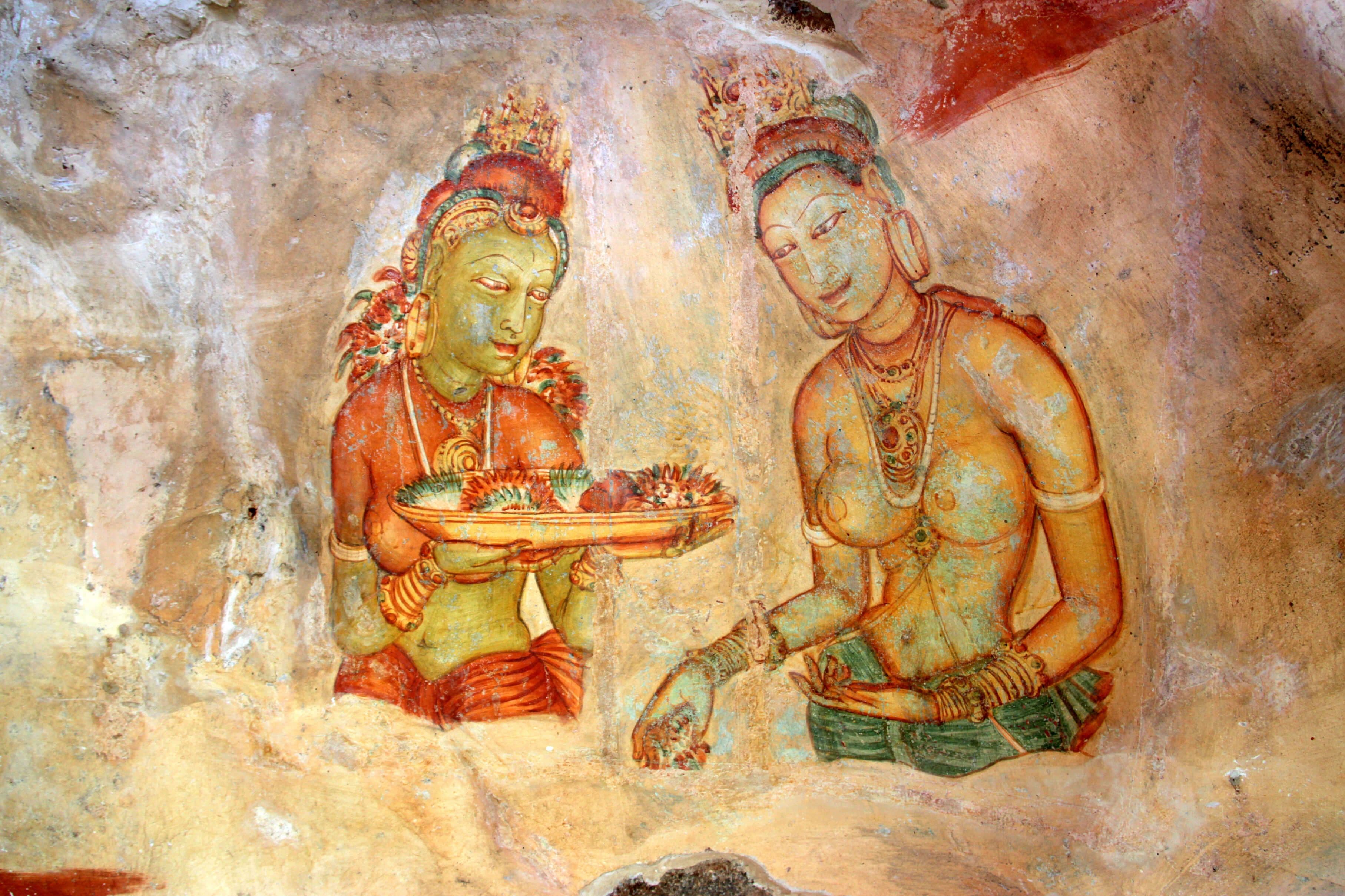 斯里兰卡锡吉里亚的壁画。
