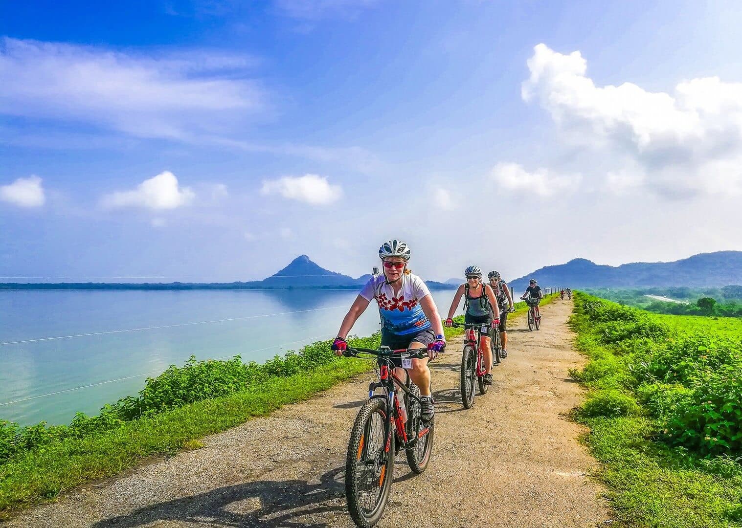 A beautiful nature view of lakeside cycling meet in Udawalawe to Mirissa tour