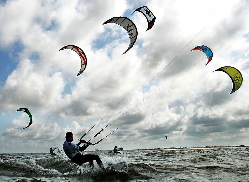 Kite surfing in the cloudy day with well wind in Kalpitiya Sri Lanka