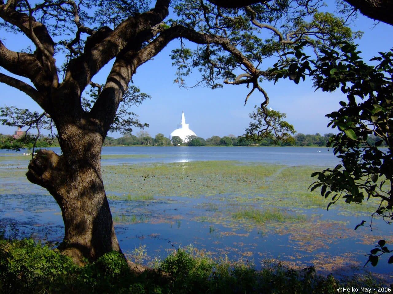 斯里兰卡阿努拉德普勒佛寺佛塔和天然水箱景观