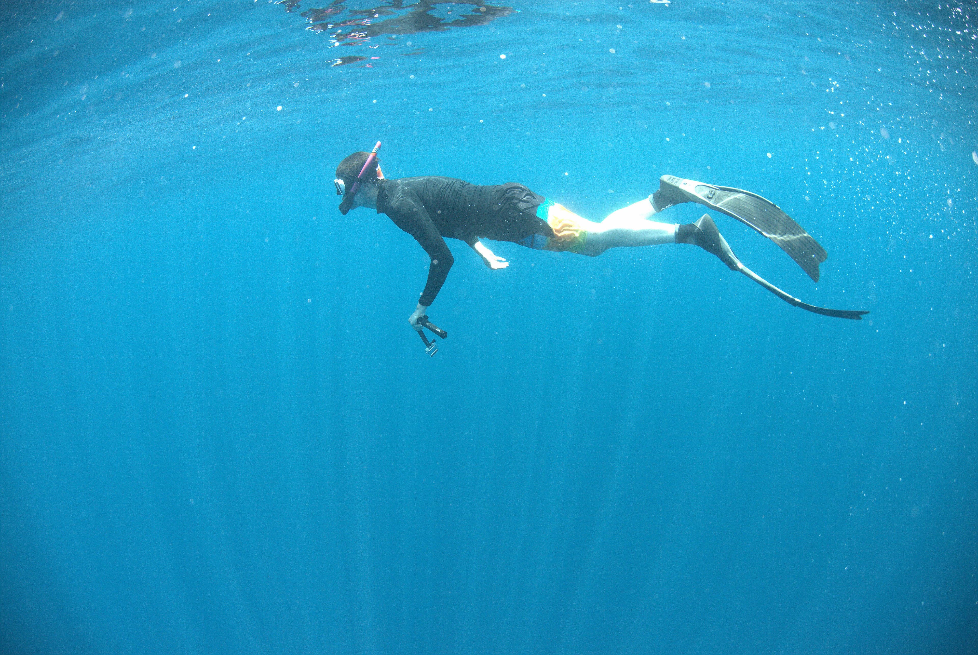 A diver dive in the deep sea in Mirissa Sri Lanka