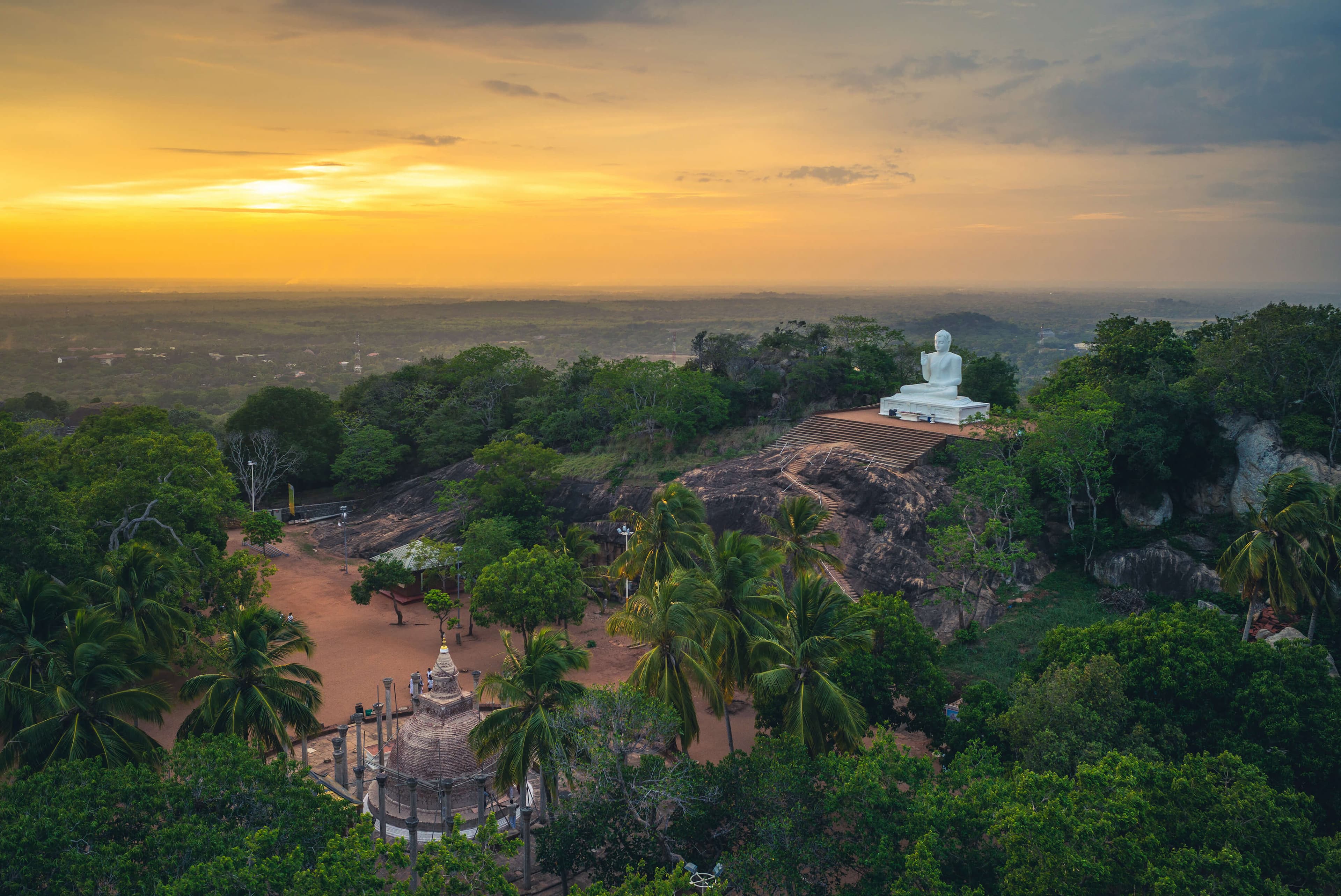 Mihintale at dusk in Anuradhapura, Sri Lanka.