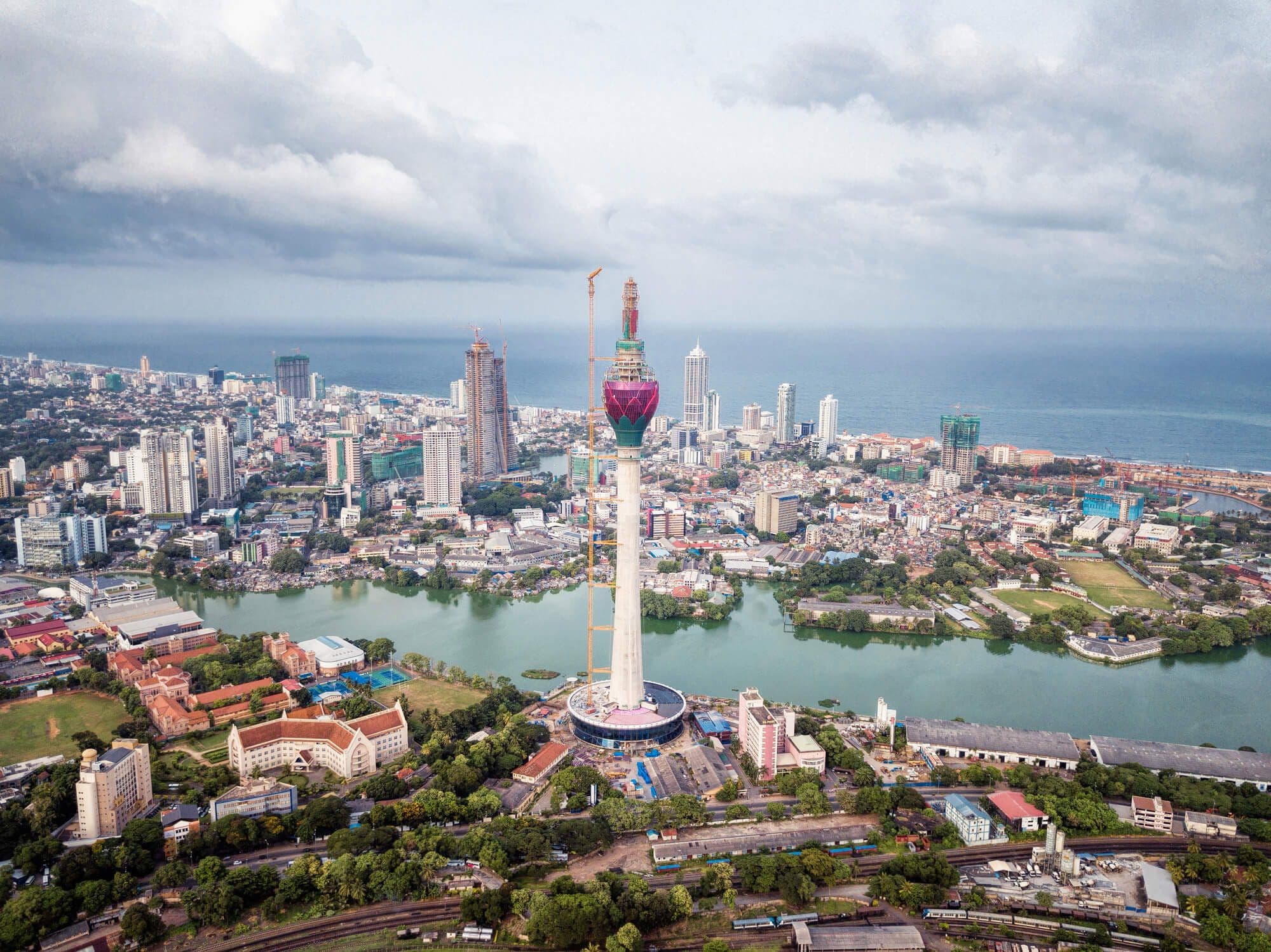 Drone photo of Colombo city, Sri Lanka.