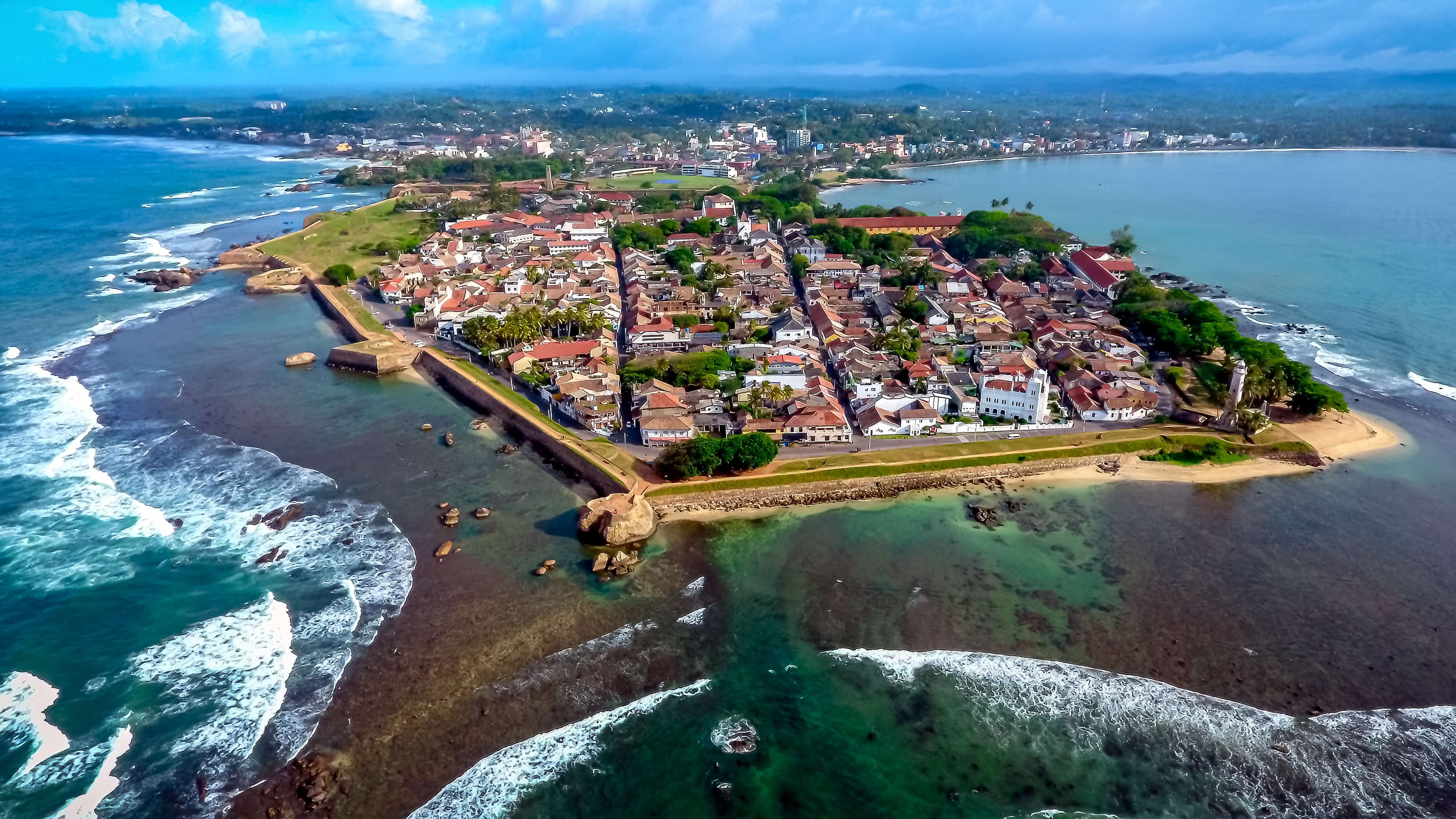 Beautiful aerial view of the Galle fort in the summer, Galle, Sri Lanka.