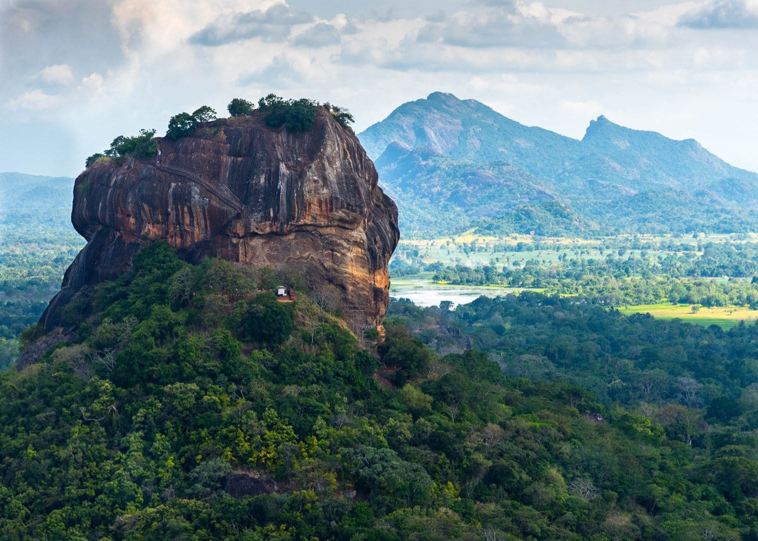 Areal view of the iconic Lion's Rock Fortress Sigiriya, Sri Lanka.